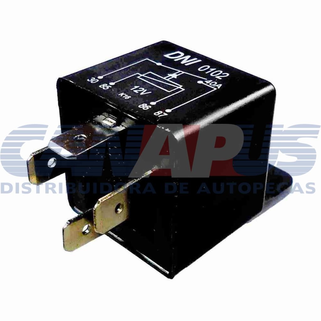 Rele Auxiliar – 12v 40a C/ Suporte 4 Terminais